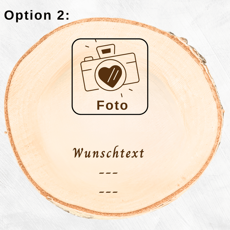 Fotogravur auf echter Baumscheibe zur Silberhochzeit | persönlicher Widmung | Geschenk Hochzeitstag | Jahrestag | Valentinstag