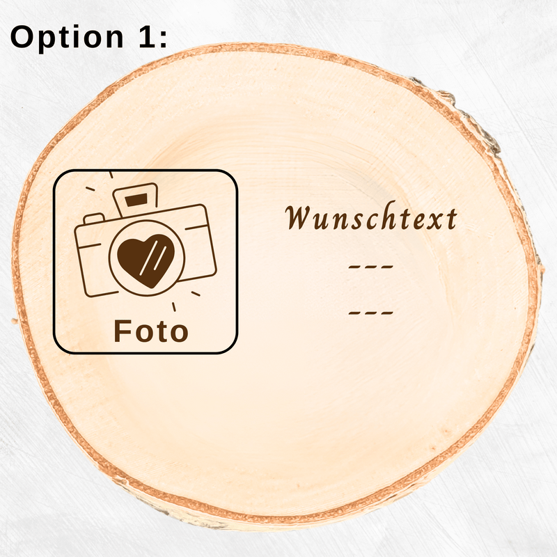 Fotogravur auf echter Baumscheibe zur Silberhochzeit | persönlicher Widmung | Geschenk Hochzeitstag | Jahrestag | Valentinstag